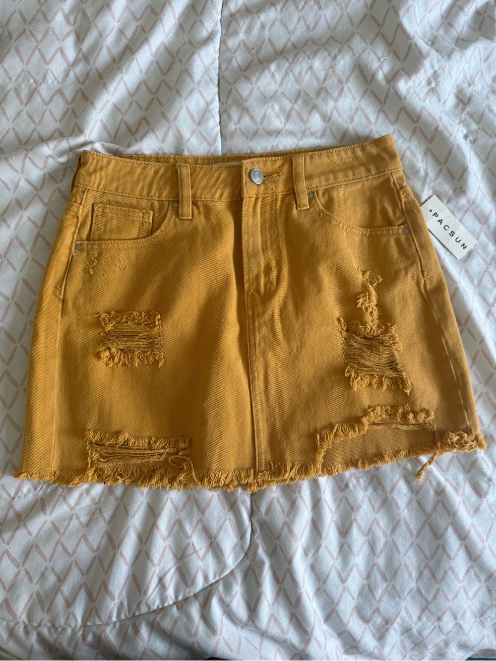 PacSun Golden Mustard High-Rise Denim Skirt